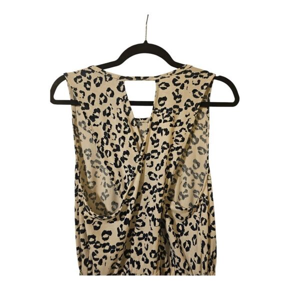BANANA REPUBLIC Crossback Midi Dress Navy Off White Leopard Print - Size Large - Picture 8 of 12